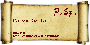 Paskes Szilas névjegykártya
